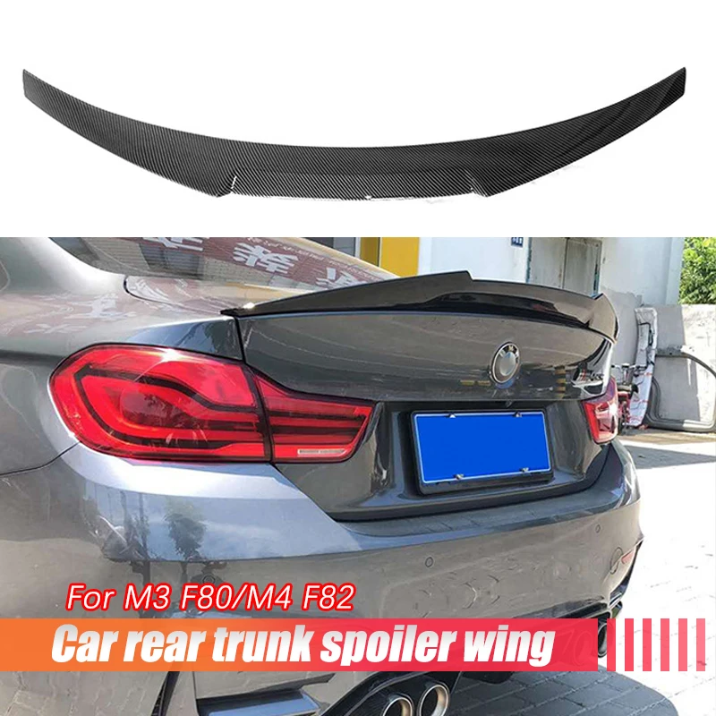 Gloss Black Carbon Fiber For BMW M3 F80/M4 F82  Spoiler Trunk Wing Rear Lip Trim Spiltter Roof Extensio Body Kit Car Accessories