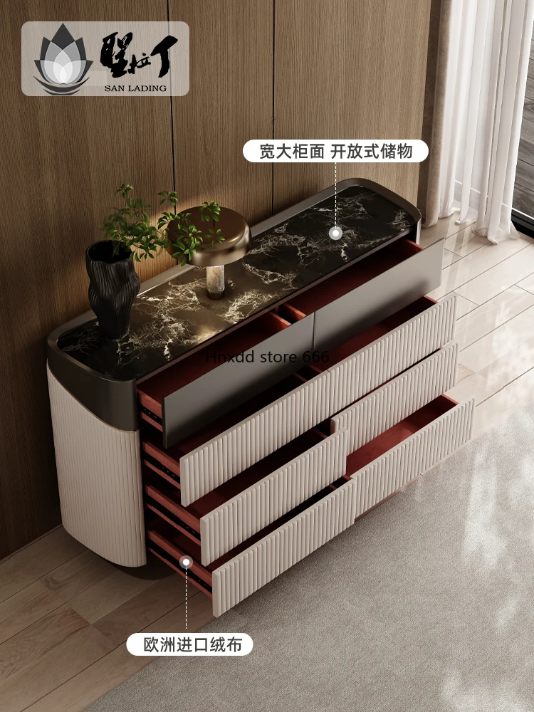 Italian light luxury high-end modern simple rock slab storage cabinet image 3