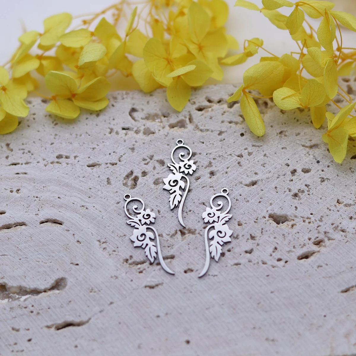 3pcs Star Crescent Pendant Lotus Amulets Stainless Steel Charms for Jewelry Making Rose Flower Witch Knot Flying Bird Accessorie