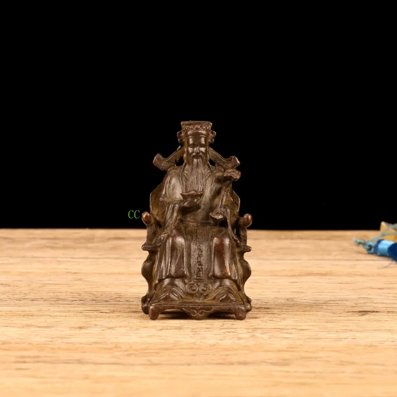 

Exquisite Old Chinese Antique Bronze God of Wealth Statue Fengshui Wealth Decor Office Home Interior Collection Craft Art Gift