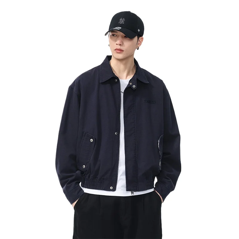 سترة منفوخة قصيرة أمريكية عتيقة للرجال ملابس الشارع الكورية موضة فضفاضة غير رسمية سترة البضائع Cityboy معطف ياباني ملابس خارجية