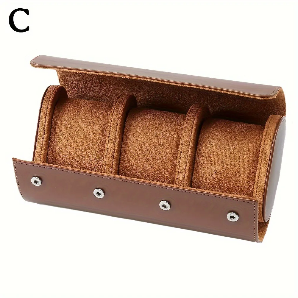 

Luxury Vintage Leather Roll Watch Storage Box OEM PU Velvet Case with 1/2/3 Slots Travel Gift Watch Pouch for Men Women