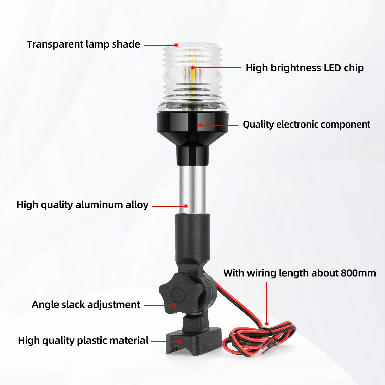 9inch 12inch Boat Navigation Light Yacht Marine 180 Degree Fold Down Navigation Anchor Light Sailing Signal Light Accessories