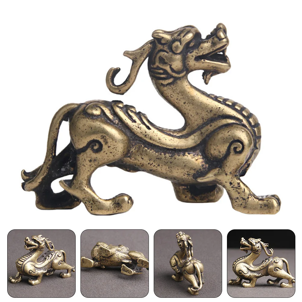 

Brass Kylin Table Ornament Solid Creative Desktop Decor for Home Office Desk Decorative Brass Craft Kylin Home Desk Decor
