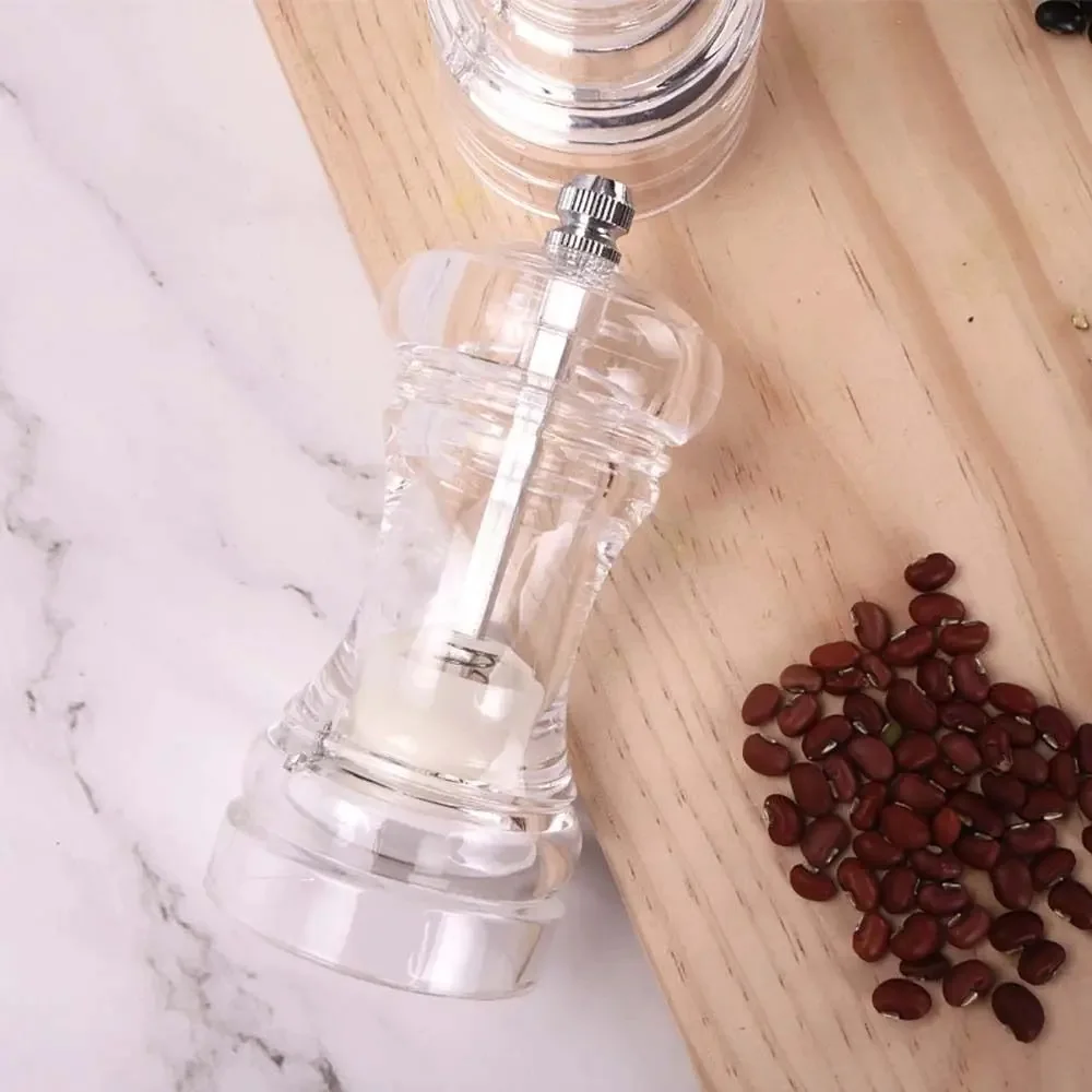Salt And Pepper Transparent Silver Pepper Mill Set Visible Level Transparent Body Easy Refill For Daily Cooking