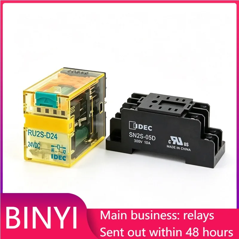 New 1pcs/lot RU2S-D24 DC24V 8Pin 6A 4PDT Plug Relay With SN2S-05D Socket Industrial Intermediate Relay