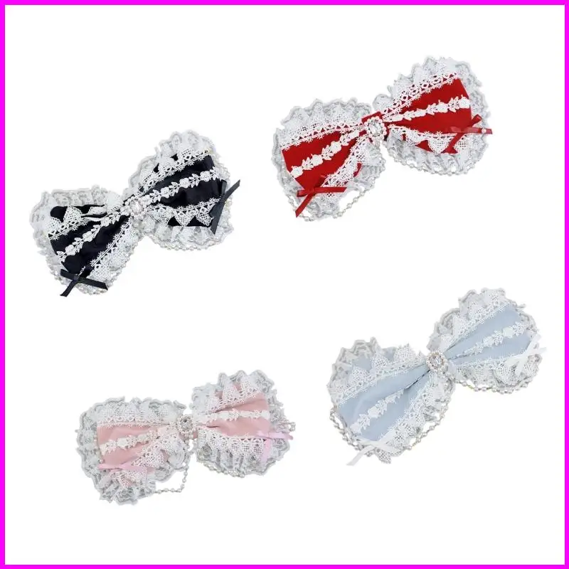 

Anime Hair Clip Handcrafted Lace Decoration With Imitation Pearls Soft Barrettes Hair Decors For Cosplay Event