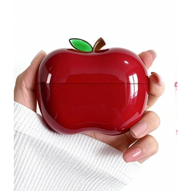 Transparent Fruit Earphone Case Drop-proof Cute Red Apple Shape Earphone Storage Case Home Organizer Desktop Decoration Gift