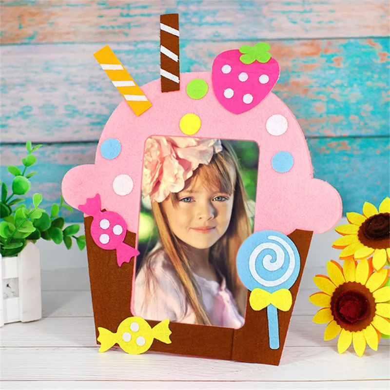 3Pcs/set DIY Cartoon Animal 6 Inch Photo Frame Children Handmade Craft Art Toys for Kids Girl Home Decor Kindergarten Applique