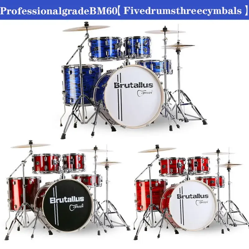 Donner Drumstel 5 Drums 4/3 Bekkens Jazz Drums 6-laags esdoorn + 4-laags populieren drumstel voor volwassenen en kinderen Inclusief bekkenstandaards