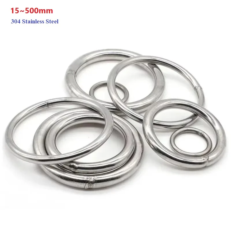 

304 Stainless Steel O Ring 15/20/30/40/50/60/70/80/90/100/120-500mm Outer Diameter 3/4mm Thickness Strapping Welded Round Rings