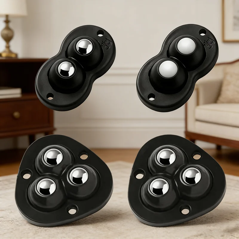 4 Stück Universalrad 360 ° Drehbare Rollen mit Selbstklebender Befestigung, Edelstahl Mini-Schwenkräder für Möbel, Schränke, Mülleimer