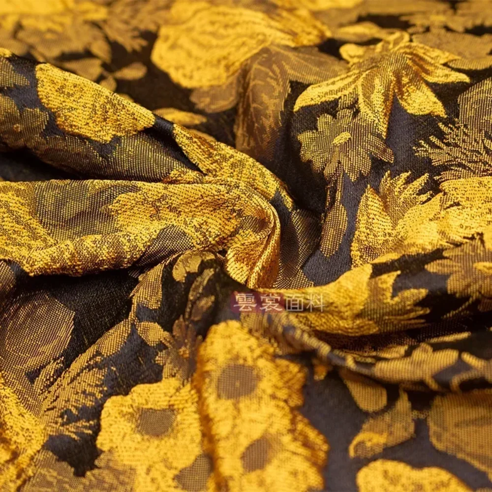 

Пузырьковая жаккардовая ткань для моды, ретро юбка с подсолнухом, одежда, европейский брендовый дизайн, оптовая продажа, ткань на метр