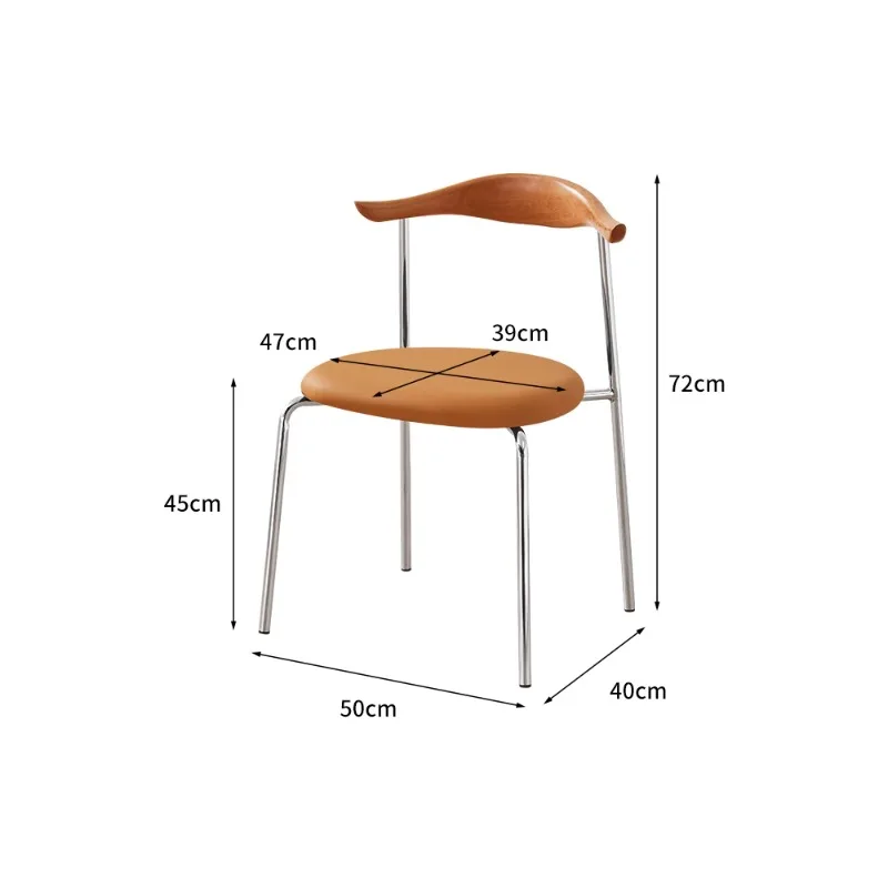 

Solid wood backrest medieval dining chair French retro horn chair Small apartment household minimalist dining table chair