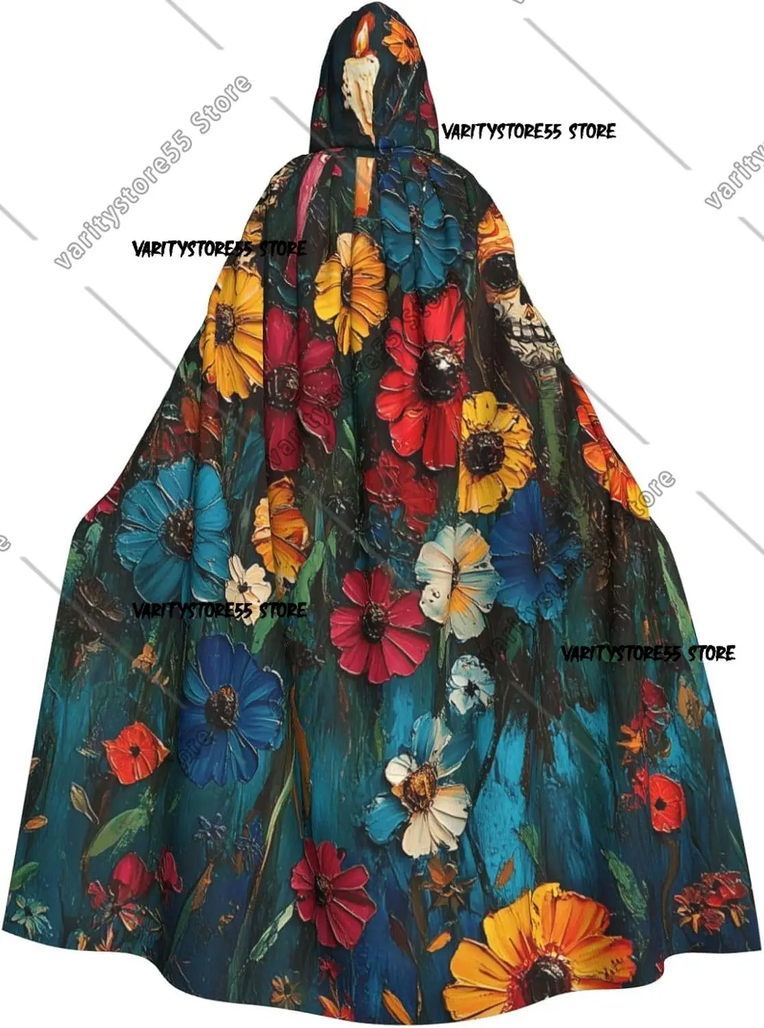 

Мексиканские свечи, череп, накидка с капюшоном для взрослых, костюм на Хэллоуин, плащ с капюшоном