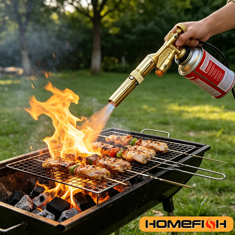 Soplete de butano portátil para camping, barbacoa, repostería, soldadura de metal, calentamiento y encendido.