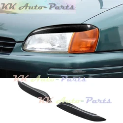 2pcs Crabon Fiber Head light Eyelid Eyebrow Cover Trim for Toyota Starlet Glanza EP91 Car Accessories