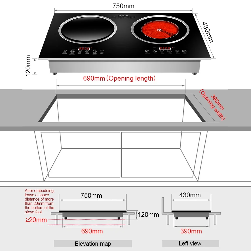 Manufacturer 3500w Built-in Cooking Pots Magnetic Induction Cooker