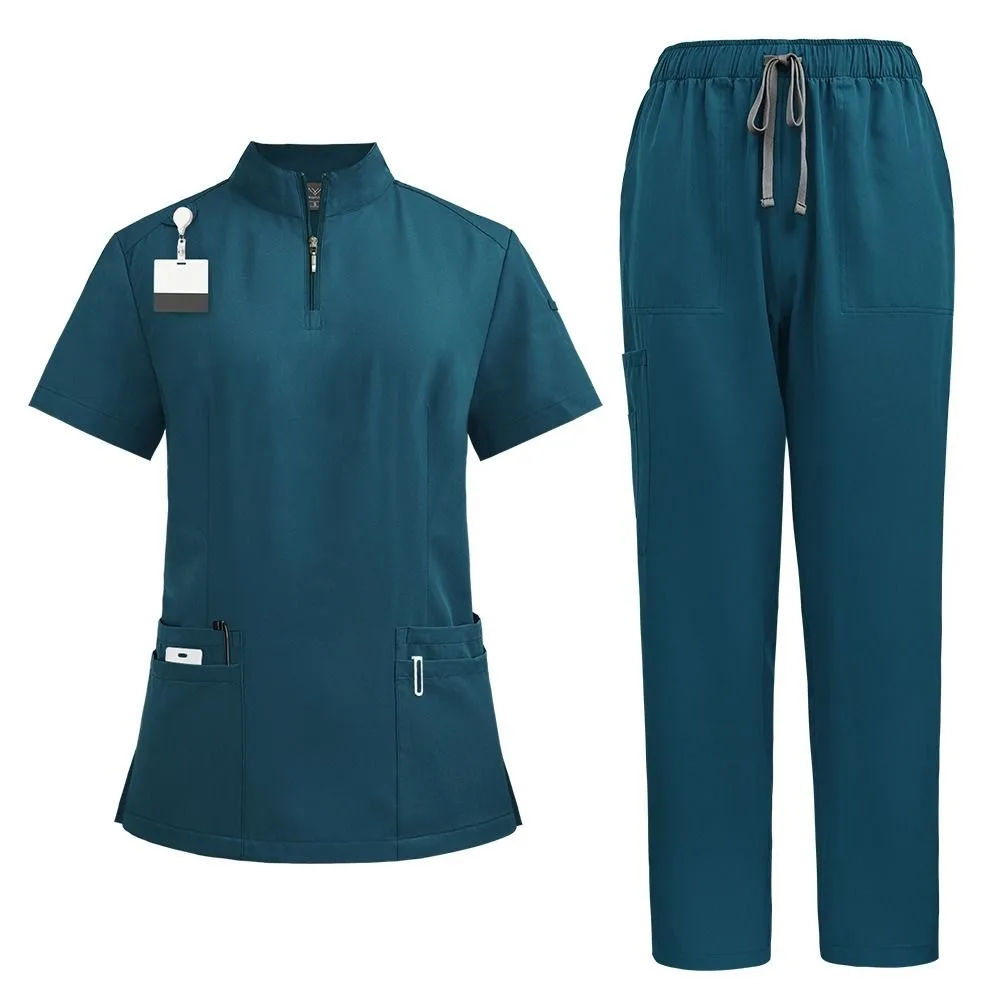 Quick-Drying Unisex Scrub Suit T-Shirt Classic Clinical Uniform Soft with Pockets Nurse Doctor Work Clothes Healthcare
