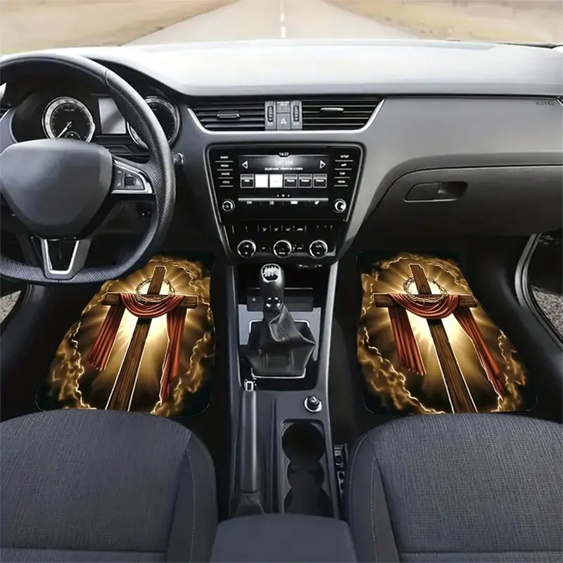 4pcs Parrot Flower Pattern Car Floor Mat Set, Crystal Velvet Anti-slip Mat, Interior Decoration Clean And Easy To Wash, Universa
