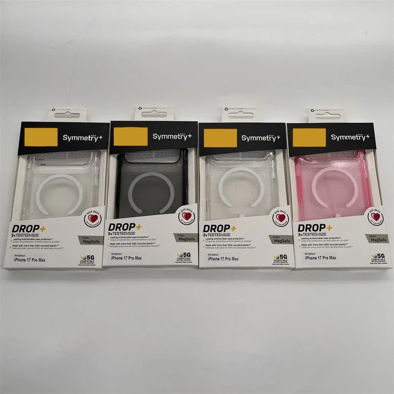 قضاعة التماثل + سلسلة واضحة ل Magsafe آيفون 17Pro ماكس 17pro الهواء الشفاف ستاردست بريق مكافحة الإفلات غطاء وقائي صندوق