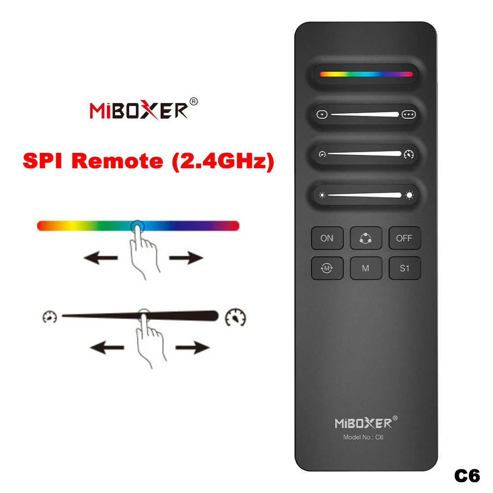 Miboxer SPI Panel Remote (2.4GHz) Single color/RGB/RGBWIC Signal TTL for WS2811 WS2812 WS2815 LED Pixel Strip Controller