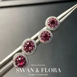 Natural Garnet 925 Sterling Silver Stud Earrings for women Jewelry Gift Prevent allergy gem jewelry Genuine Red Stone