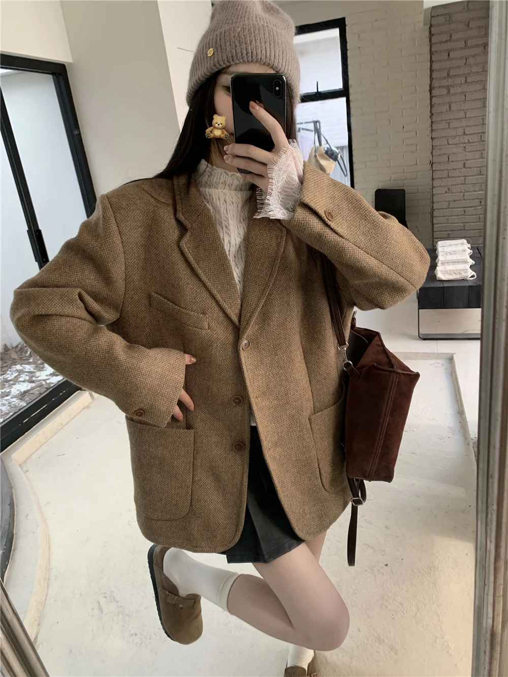 

Real Shot in Stock Women’s Short Woolen Suit Coat for Autumn and Winter Fashionable Female Office Lady Top Jacket Coat Hot Sale