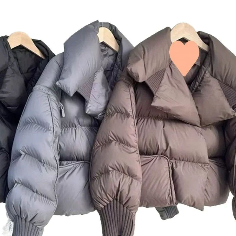 Women's Autumn Winter New Arrivals Puffer Jacket Down Jacket Short Length Thickened High-end White Duck Down Turn-down Collar