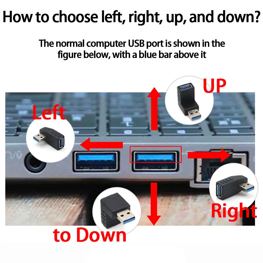 90 Degree Left Right Angled USB 3.0 A Male to Female Adapter Connector for Laptop PC Drop Ship