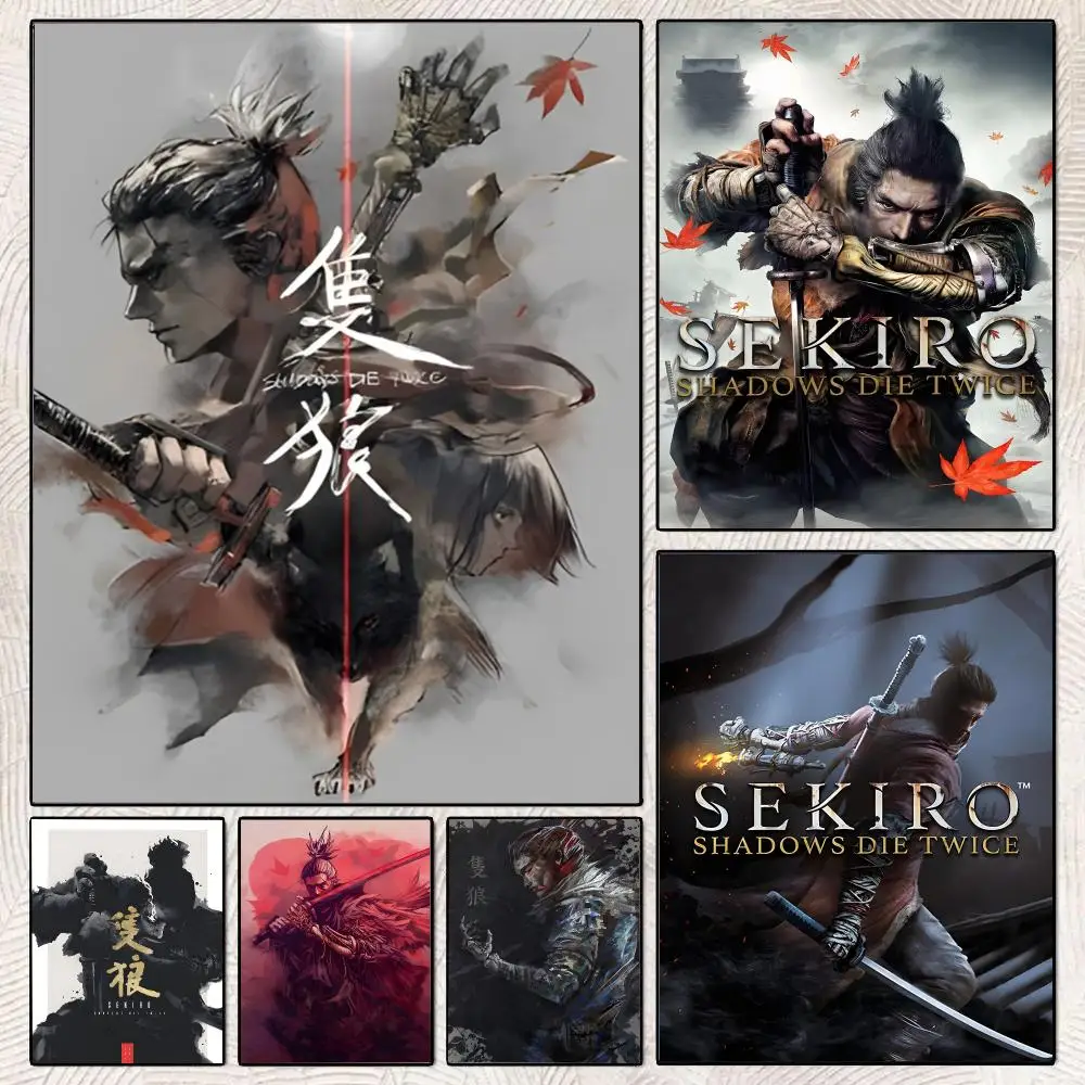 Game S-sekiro Shadows Die Twice Poster Decorative Wall Art Stickers Mural For Home Living Room Hallway Decor Gift