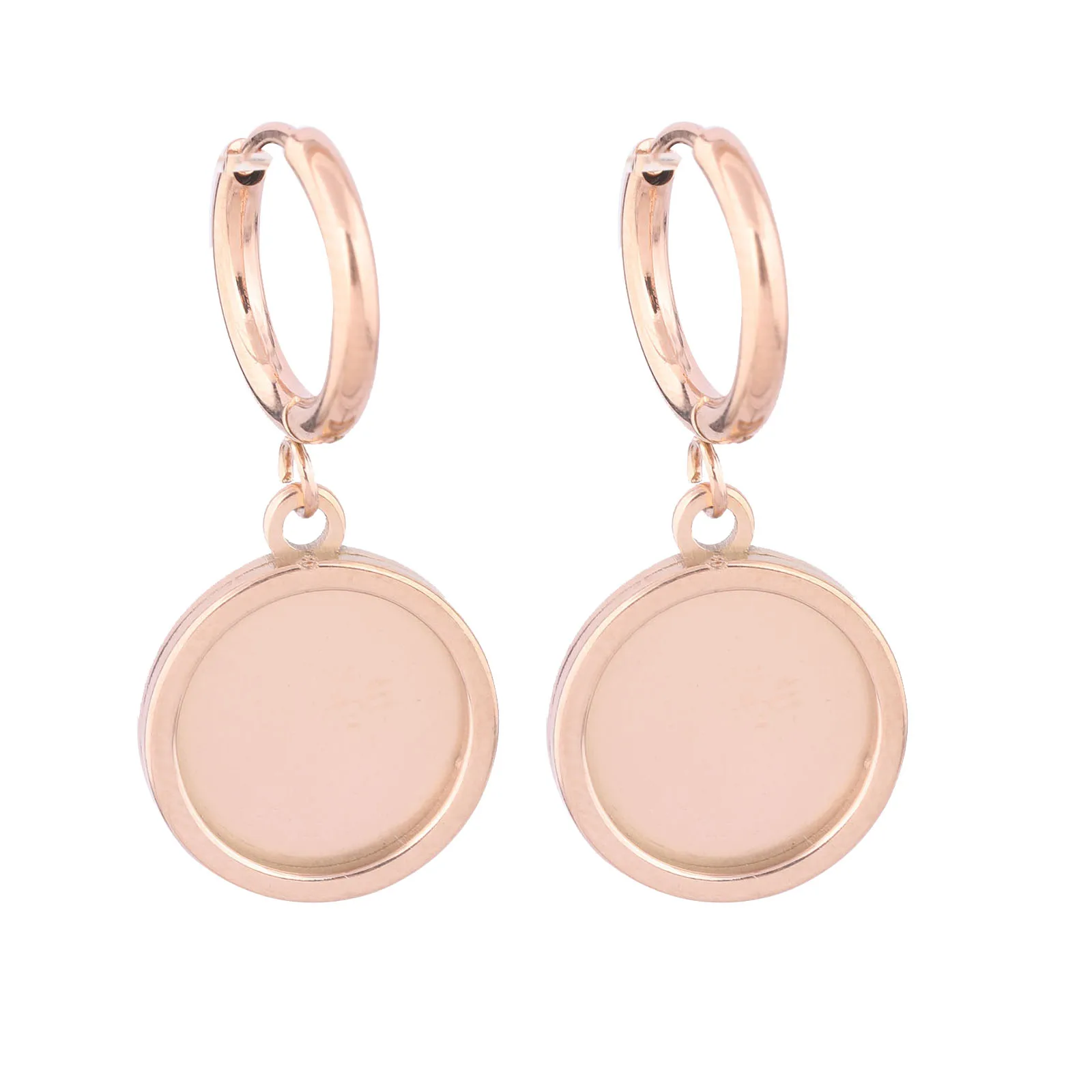 

6pcs Stainless Steel Rose Gold Leverback Earring Clasp Hooks Findings Fit 12mm Cabochon Earrings Base Setting Blanks Diy