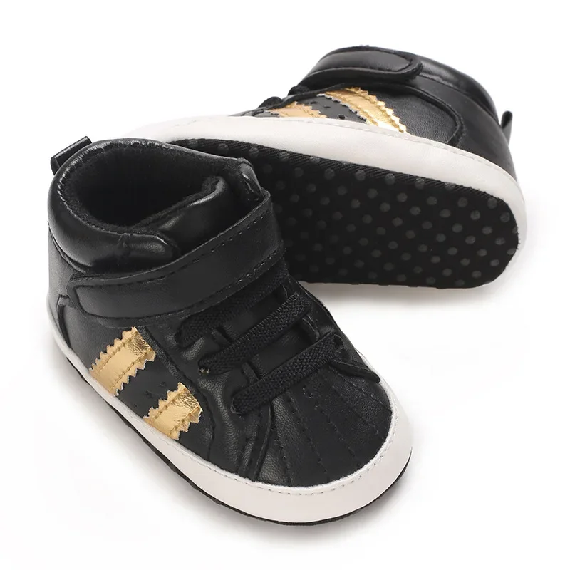 Chaussures de sport classiques à semelle souple en cuir PU pour bébé, baskets coordonnantes pour premiers marcheurs, CPull, chaussures décontractées pour garçon et fille