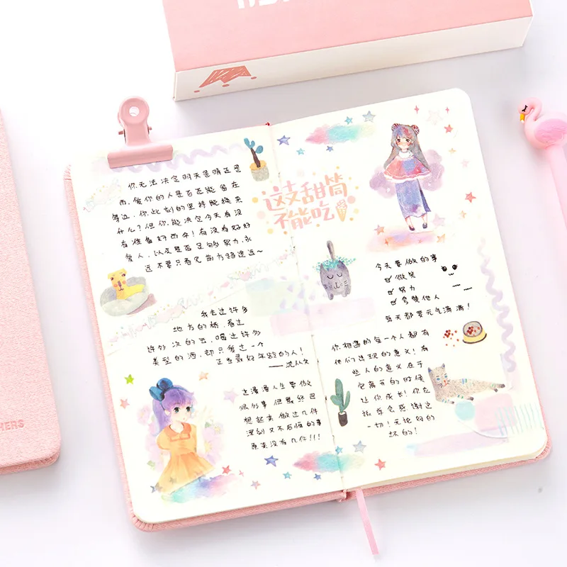 Imagem -03 - Pink Girl Series Flamingo Hand Book Conjunto Bonito Simples Notebook Papelaria Notepad Kawaii Notebook