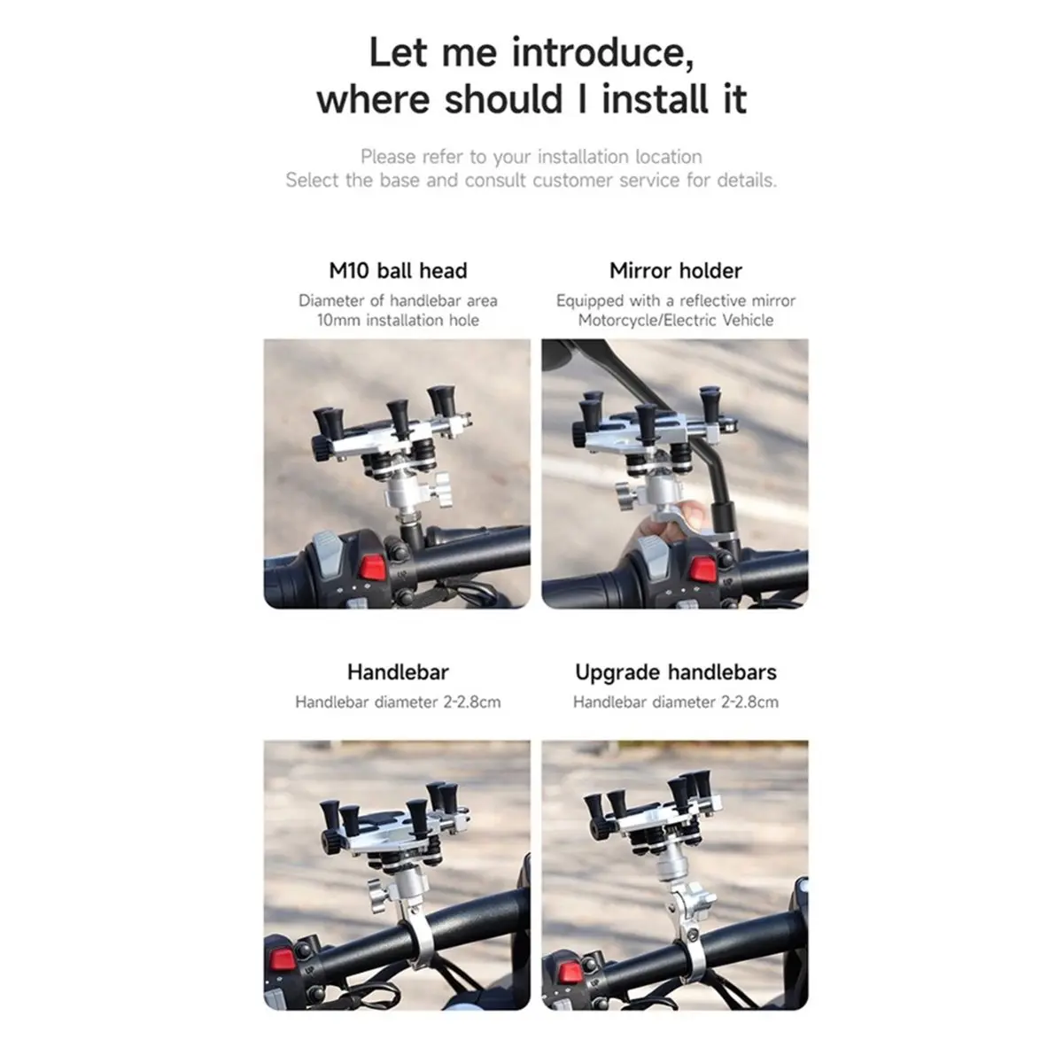 Support de téléphone pour moto 828328 avec amortisseur de vibrations, support de téléphone pour vélo, support de téléphone pour guidon de vélo électrique
