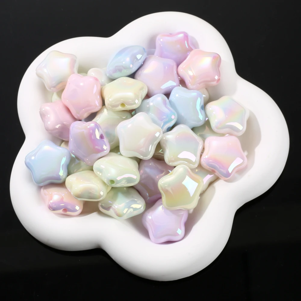 10Pcs 24mm Acrylic AB Colorful Pentagram Beads Loose Spacer Beads For Jewelry Making DIY Handmade Necklace Bracelet Earrings