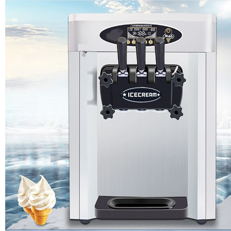 Commercial Ice Cream Machine Desktop Stainless Steel Automatic Cleaning  Soft Cone