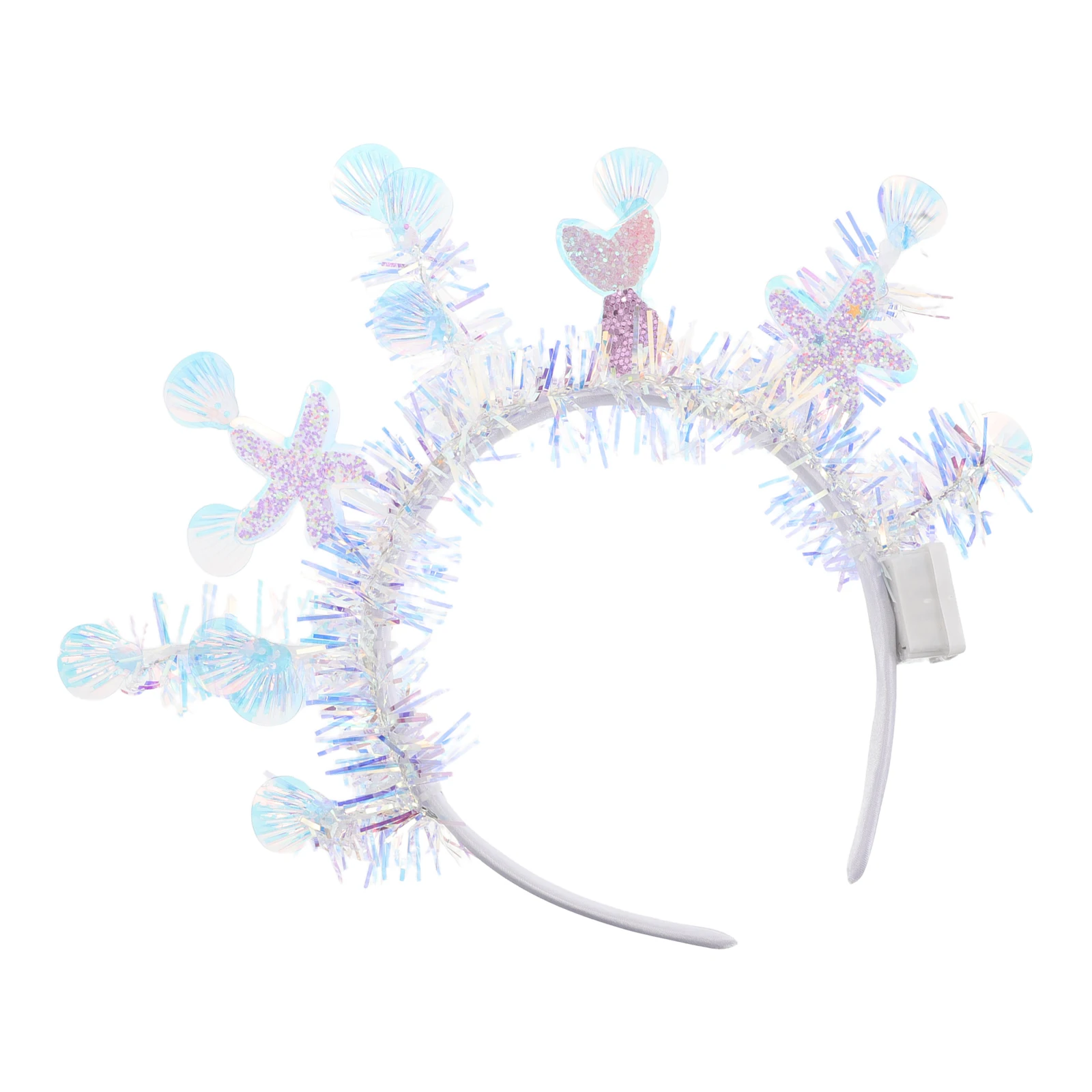 

Foil Mermaid Seashell Headband Iridescent Tinsel Hair Crown For Girls Party Ocean Costume Accessories Underwater
