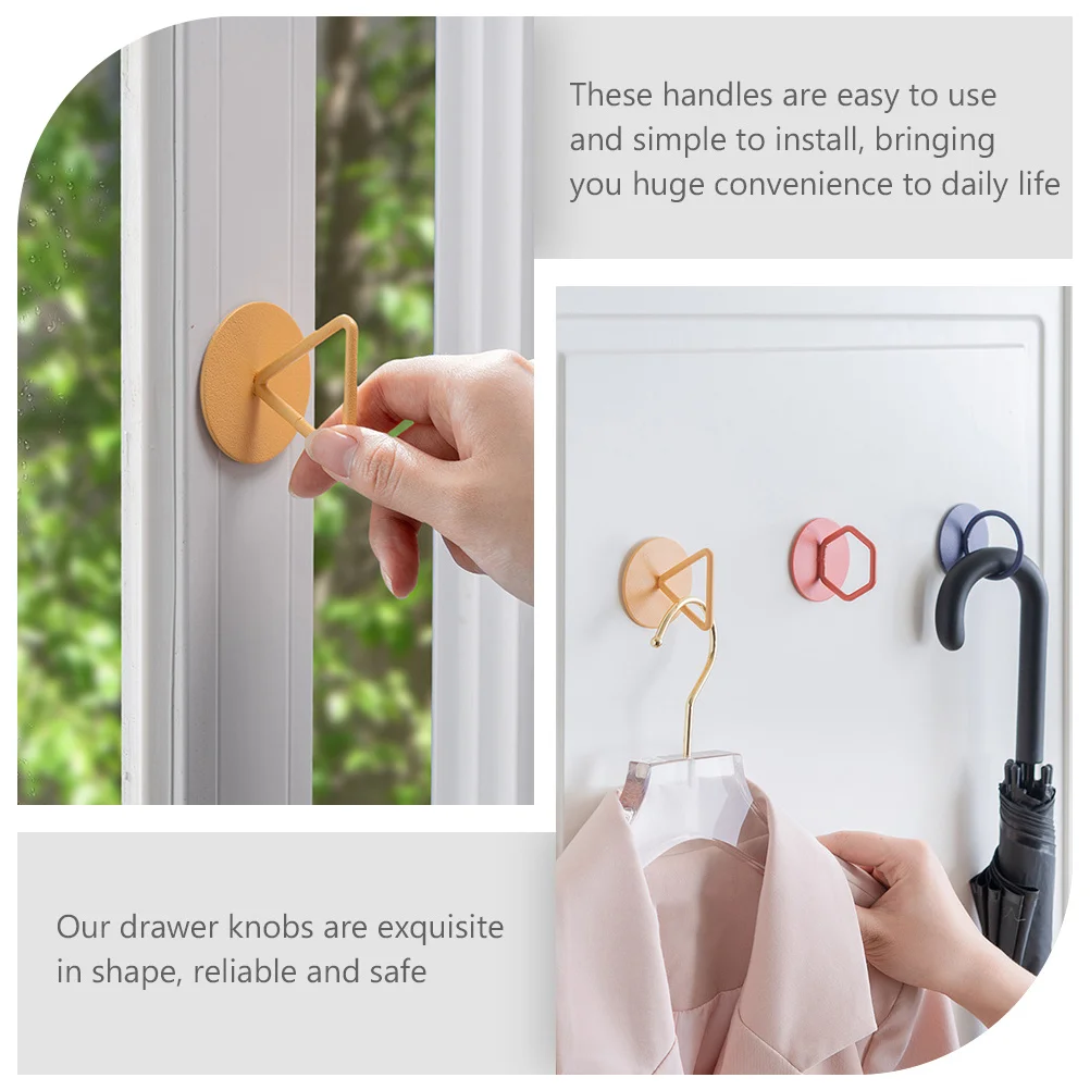 

3pcs Adhesive Pull Knobs Sticky Cabinet Handles Round Triangle Hexagonal Drawer Pulls For Wardrobe Furniture Hardware Mounting