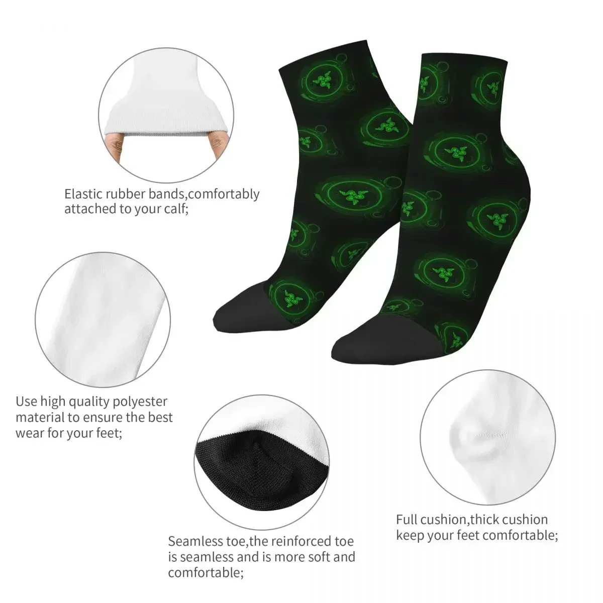 جوارب Razer Coasters جوارب Harajuku الممتصة للعرق، ملحقات جوارب لجميع المواسم لهدايا عيد الميلاد للجنسين