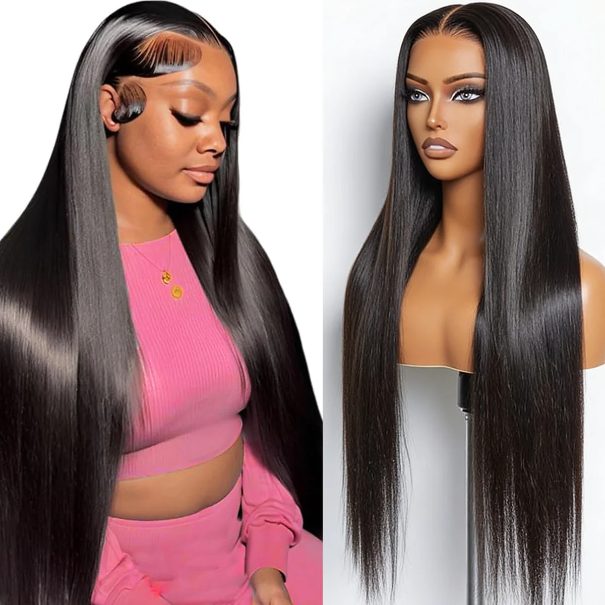 Pelucas de Cabello Humano Liso sin Pegamento con Encaje Frontal en Oferta, Peluca de Cabello Humano con Encaje HD 13x6, Peluca con Cierre de Encaje HD 5x5