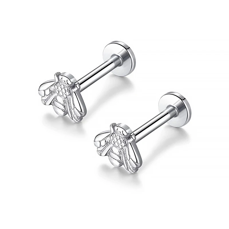 1PC Titanium Stud Earrings Internal Thread Labret Little Bee Lip Ear Studs Rings Tragus Cartilage Helix Piercing Body Jewelry