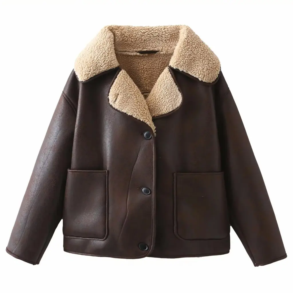 겨울 여성 캐주얼 양면 라펠 재킷 코트 양털 혼방 유럽 미국 스타일 도매