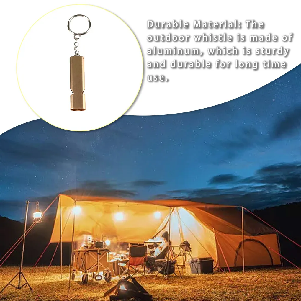 Aluminum Double Tubes Whistle 120 Decibels High Decibel Outdoor Life-Saving Emergency Whistle Wilderness Survival Gadget