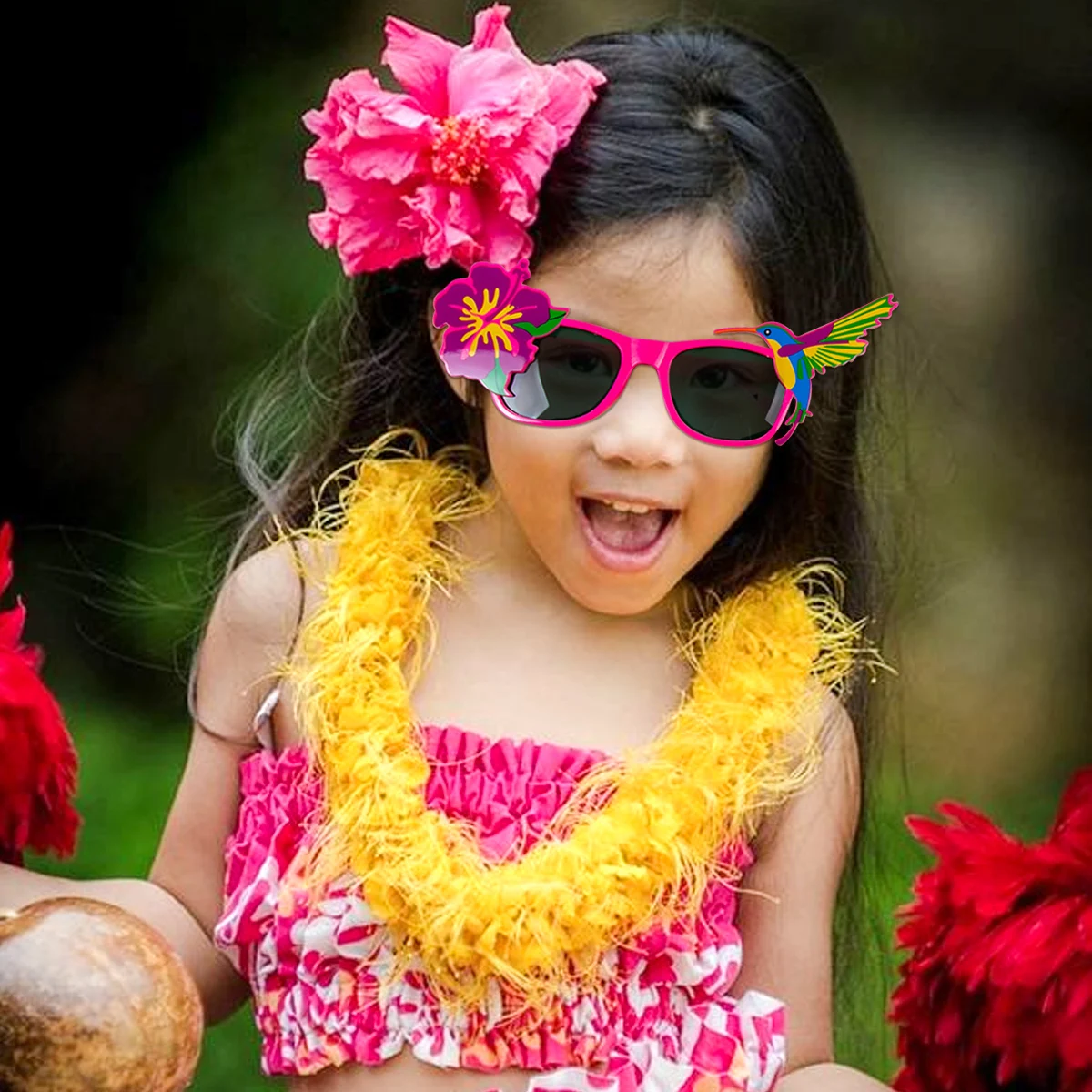 12 Accessoires Photo Booth Tropical Summer – Flamingo, Pastèque, Noix De Coco, Lunettes Hawaï – Kit Photobooth Plage Anniversaire