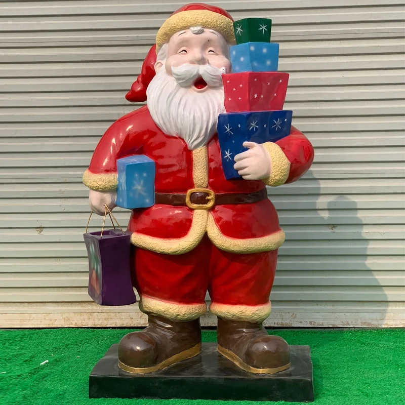 

Christmas Decoration Cartoon Fiberglass Statue Sculpture Life Size Santa Fiberglass Statue