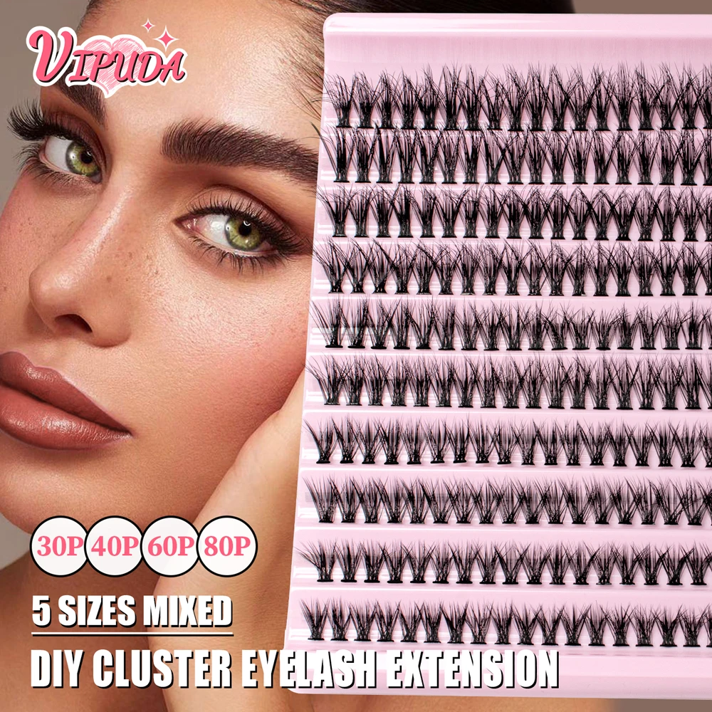 Vipuda Cluster Wimpers 3d Pluizige Wimper Clusters Diy Lash Extensions Super Dunne Band Comfortabele Piekerige Individuele Wimpers 8-16mix