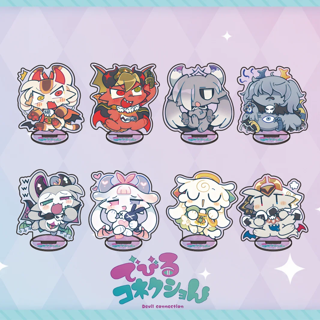 Devil Connection Cute Q Version Demon Creature Acrylic Stand Mini Anime Character 10cm Desk Decor Manga Fans Kawaii Keychain