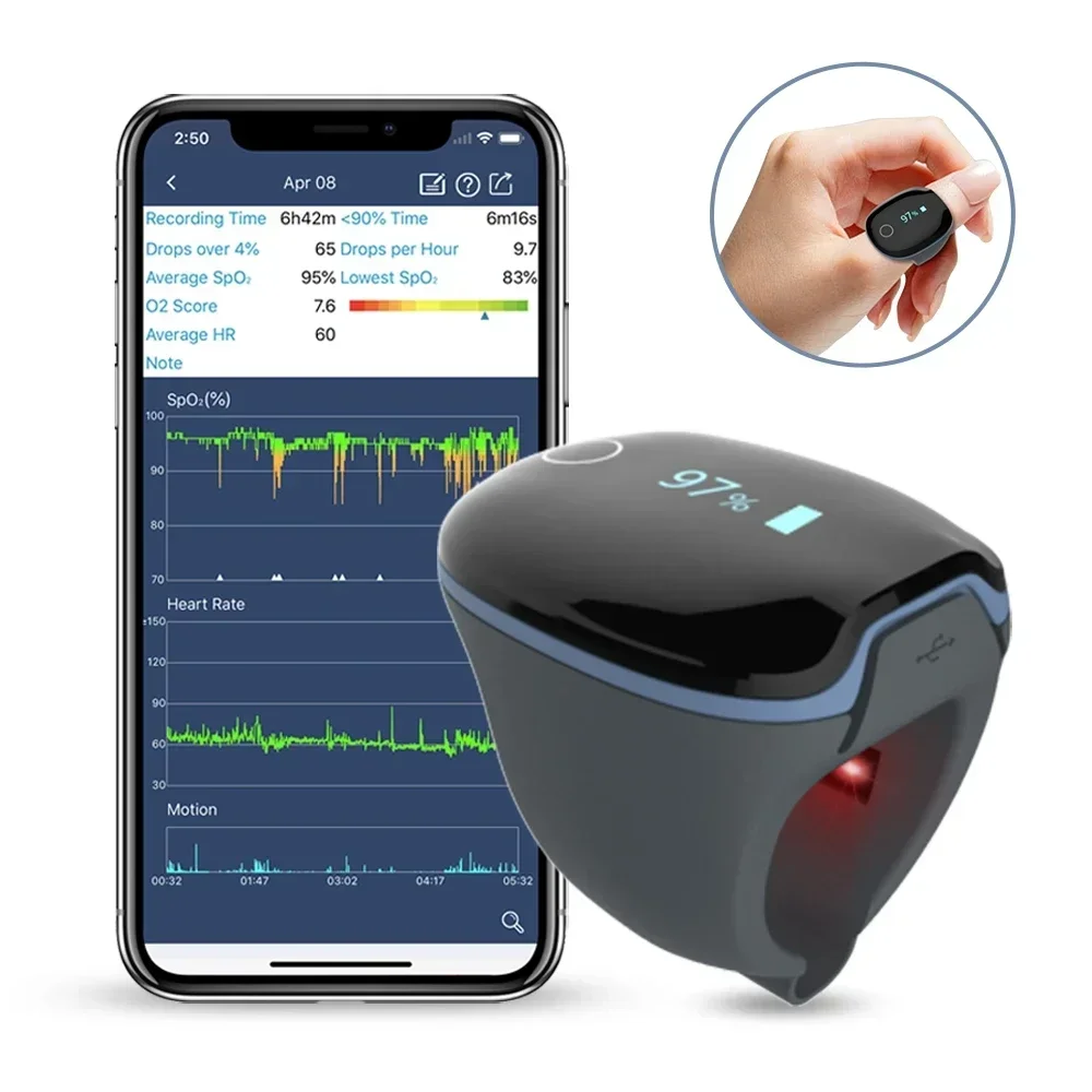 Wellue O2ring Bluetooth Fitness Ring Heart Rate Pulse Oximeter Sleep Aperna