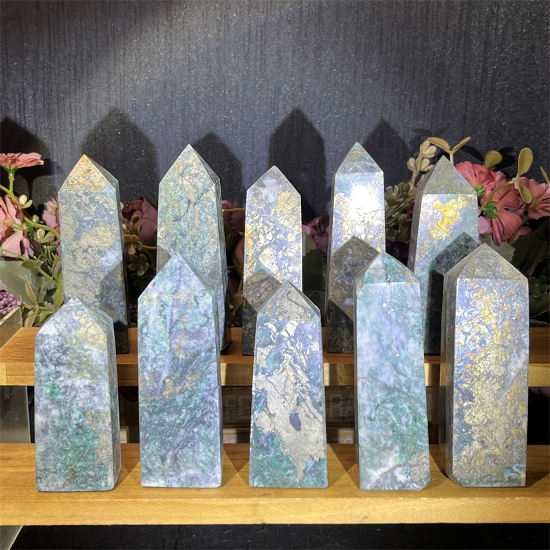 Wholesale Crystal Quartz Tower Healing Crystal Reiki Gemstone Green Pyrite Tower For Healing